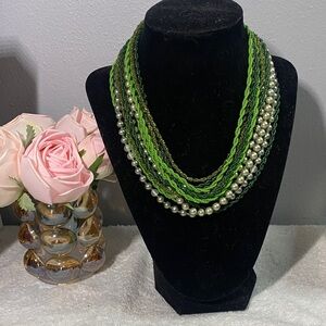 Muli-Stand Green Necklace 18 inches